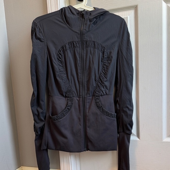 Lululemon Dance Studio Jacket Size 6 Reversible Blue/Grey Full Zip Hooded Track - Picture 2 of 7